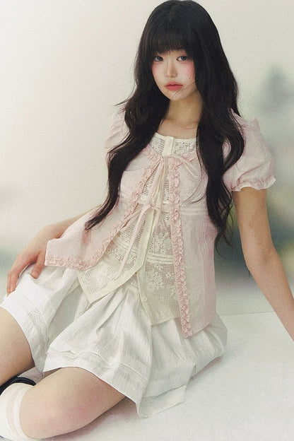 Lace Puff Sleeve Blouse
