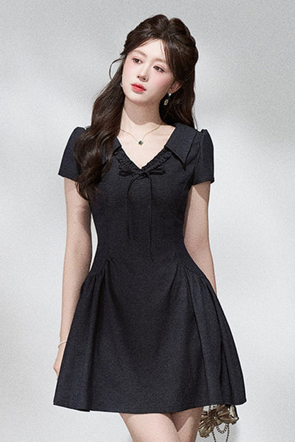 French Collar Bow Dress