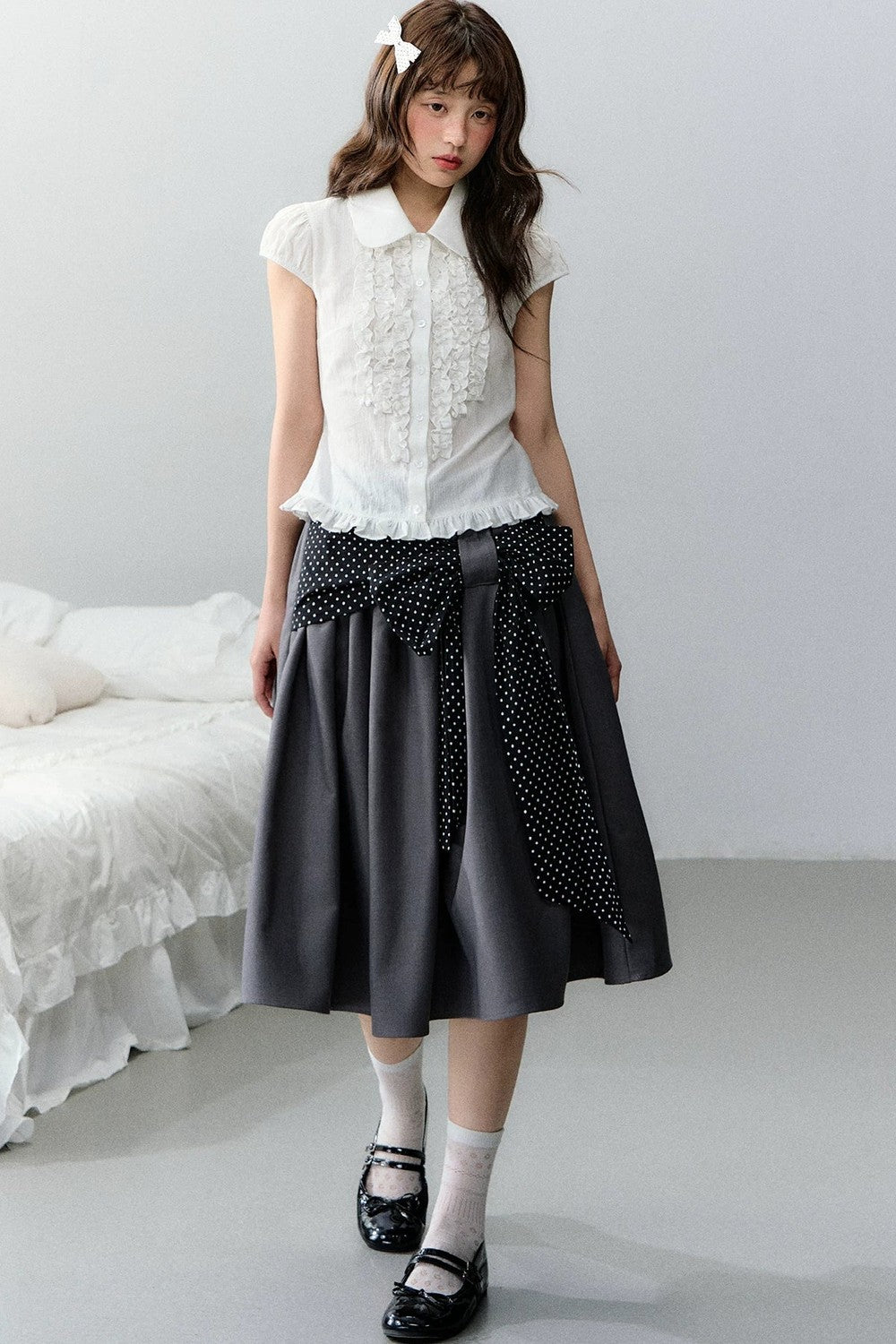 Polka Dot Retro Midi Skirt