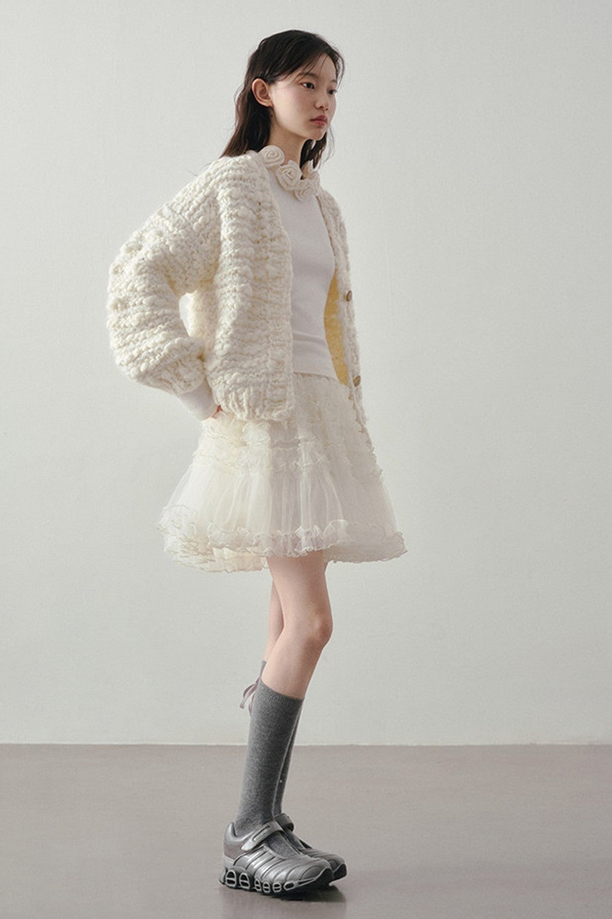 Chunky Knit Beige Cardigan