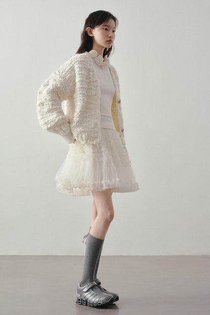Chunky Knit Beige Cardigan