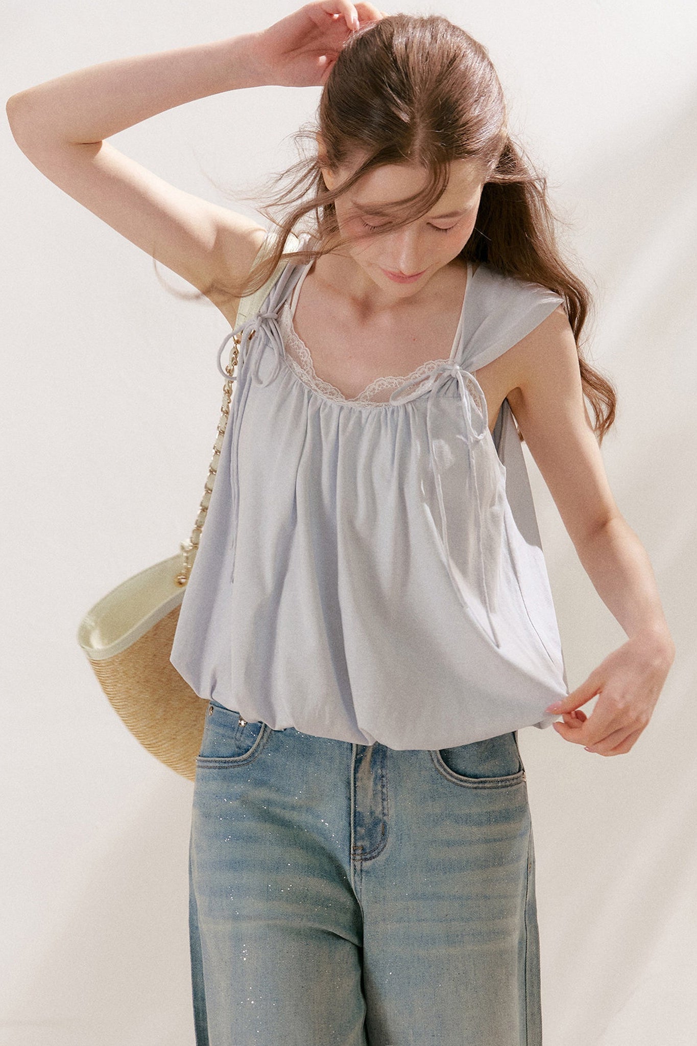 Tencel Linen Cotton Lace Camisole Top