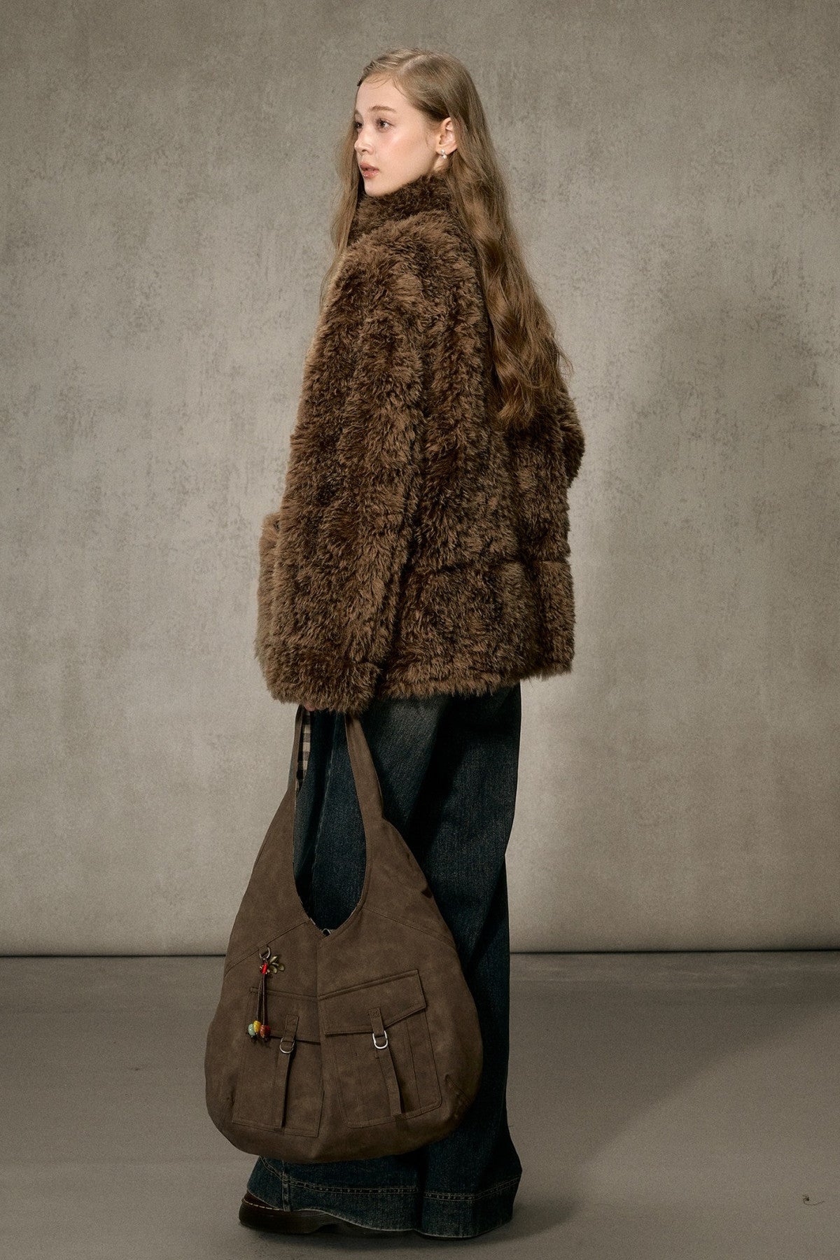 Reversible Faux Suede Fur Jacket