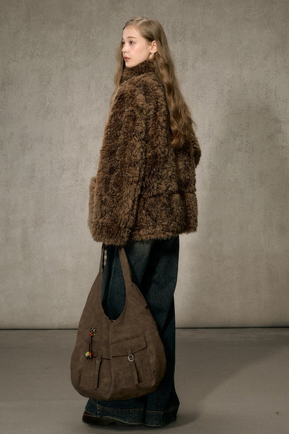 Reversible Faux Suede Fur Jacket