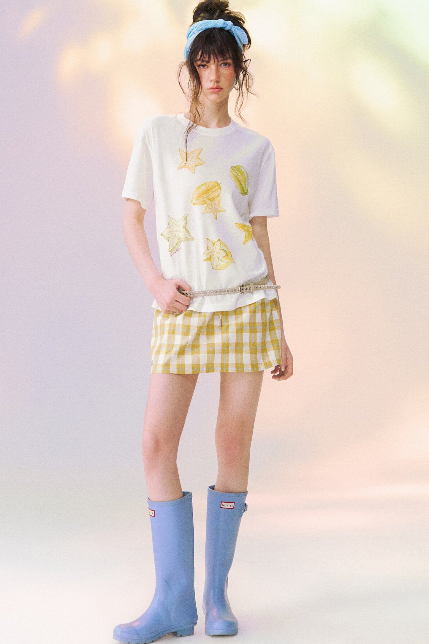 Plaid Drawstring Mini Skirt