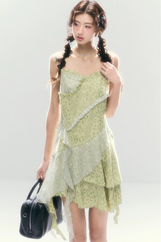 Leopard Sequin Slip Dress