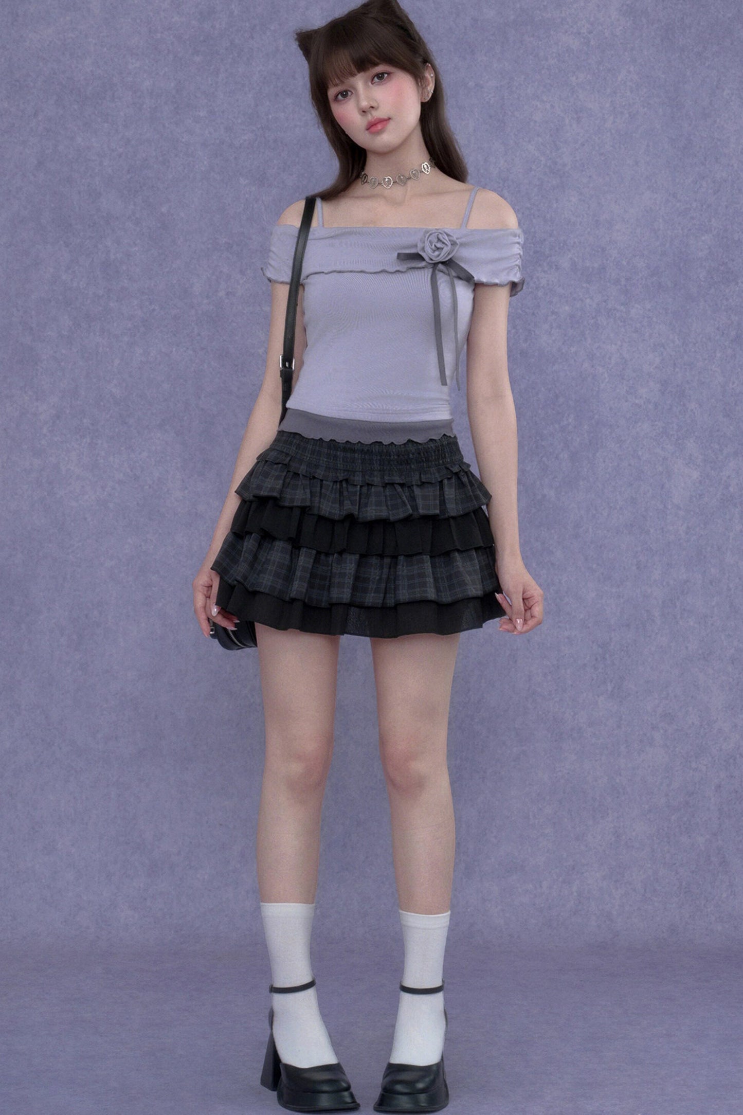 Sweet Light Purple One-Shoulder Top