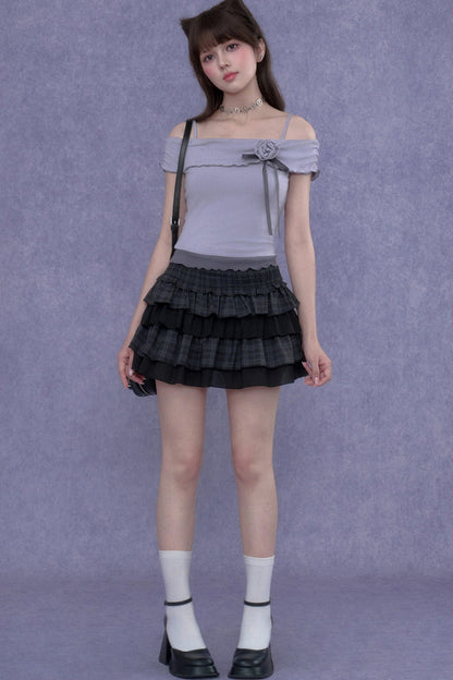 Sweet Light Purple One-Shoulder Top