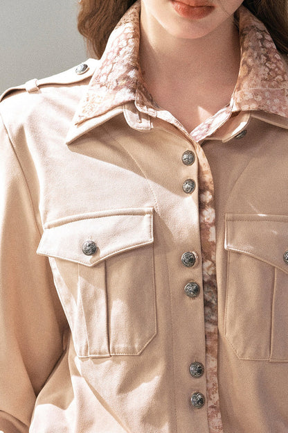 Floral Collar Belted Shirt