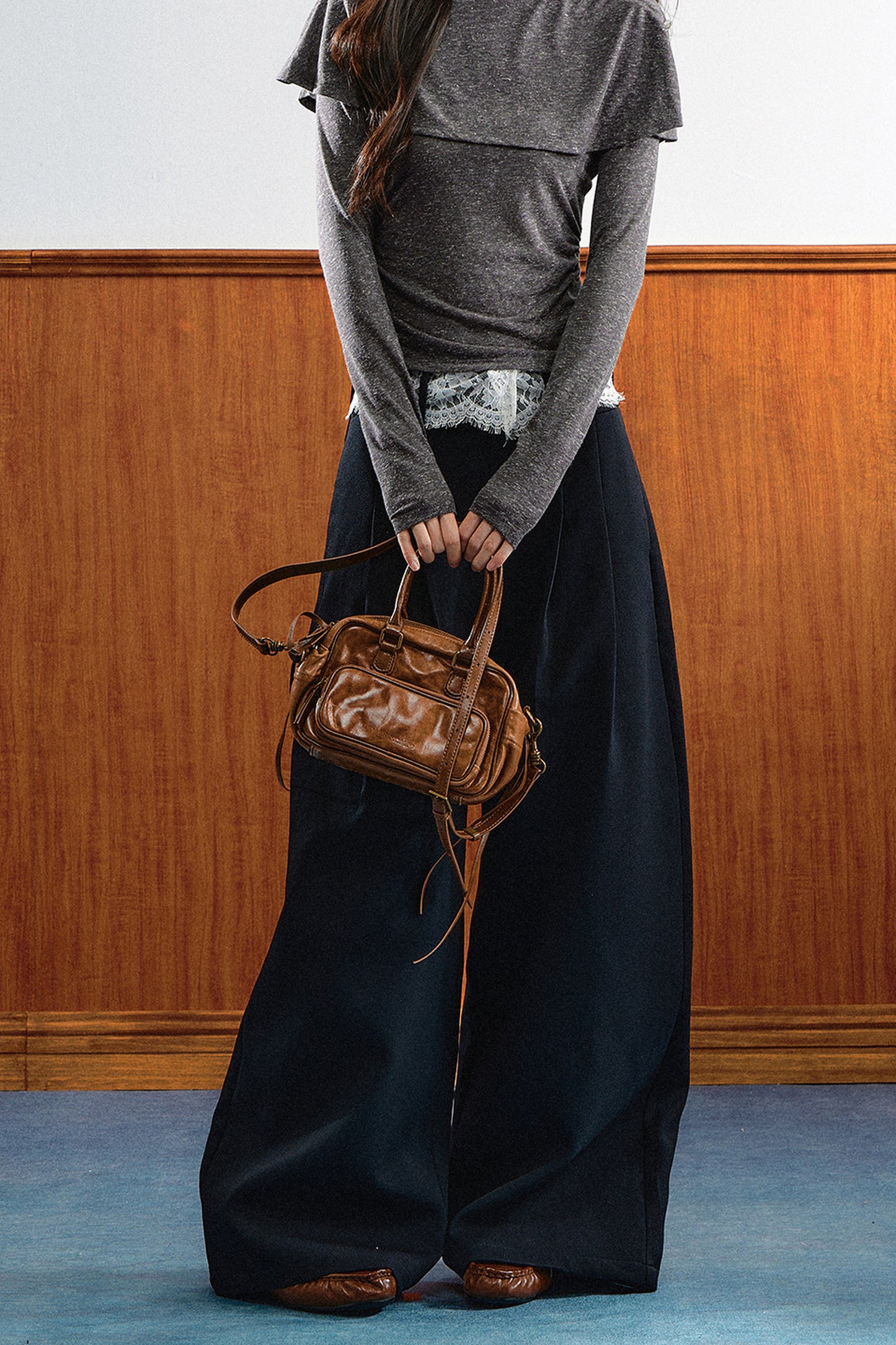 Natural Waist Lace Wide-Leg Pants
