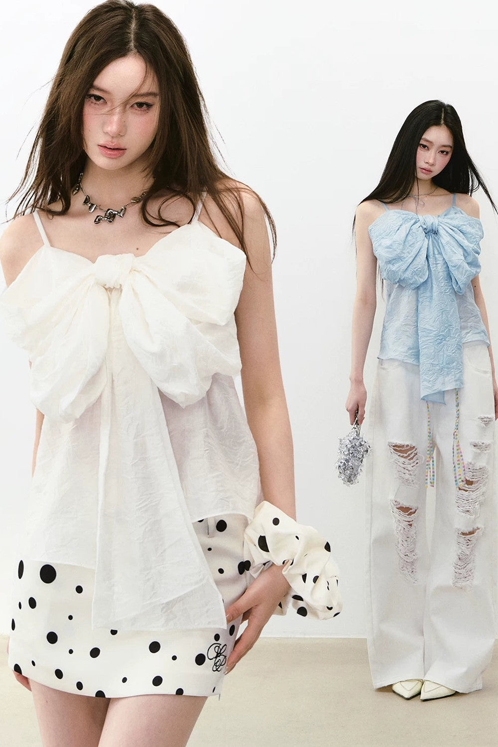 Pleated Bow Camisole Top