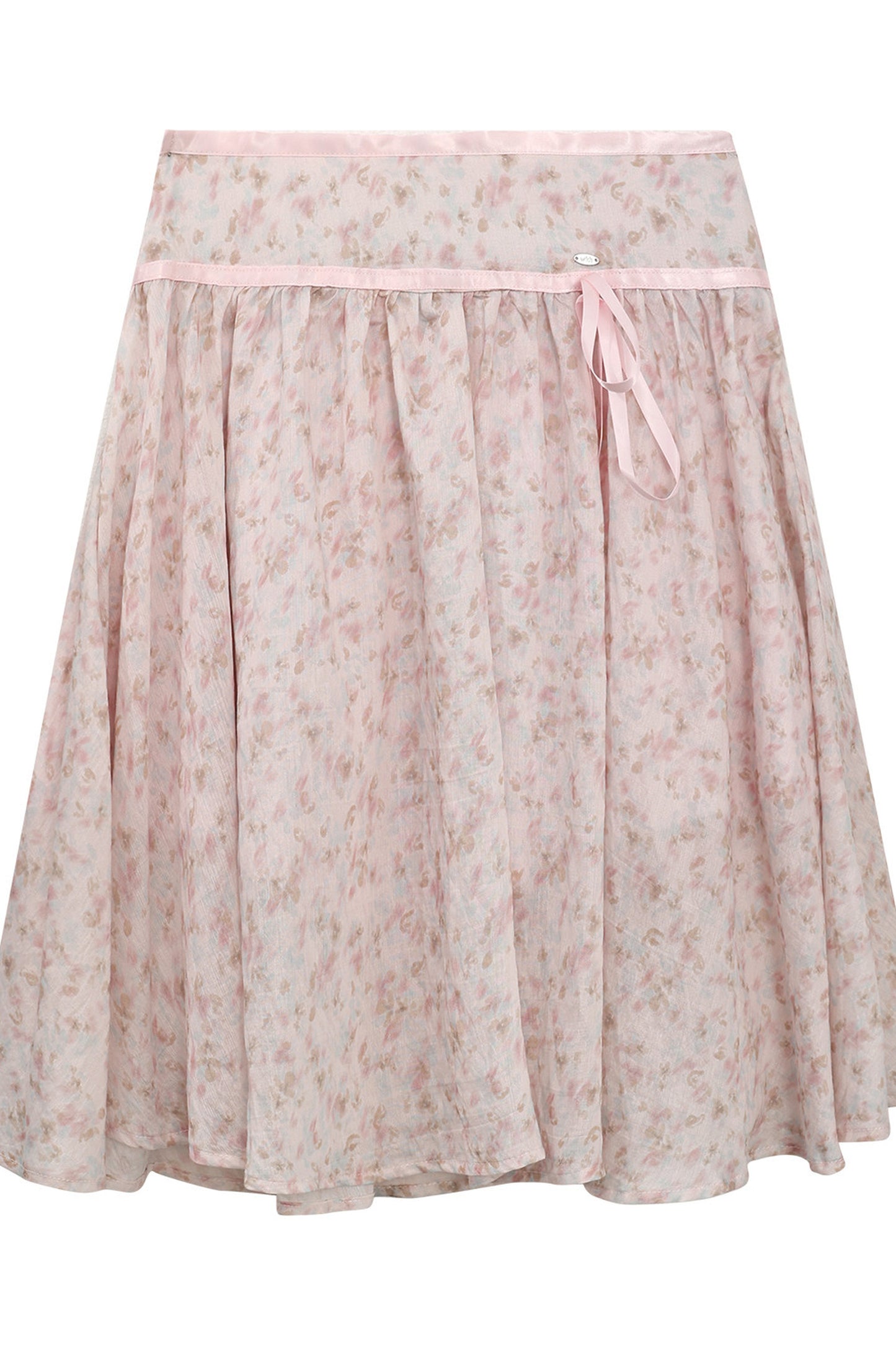 Falda midi de línea A rosa con estampado floral