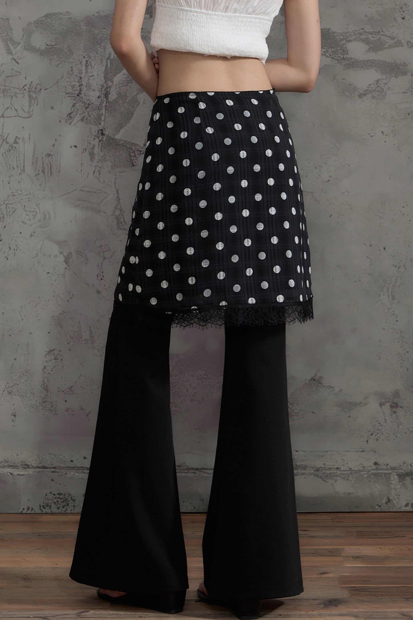 Lace Polka Dot A-Line Skirt