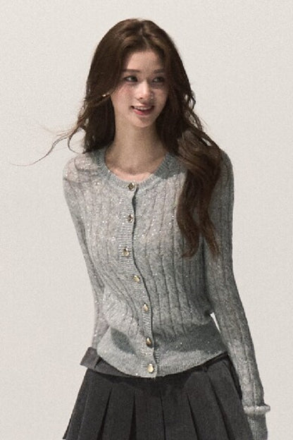 Wool Cable Knit Cardigan