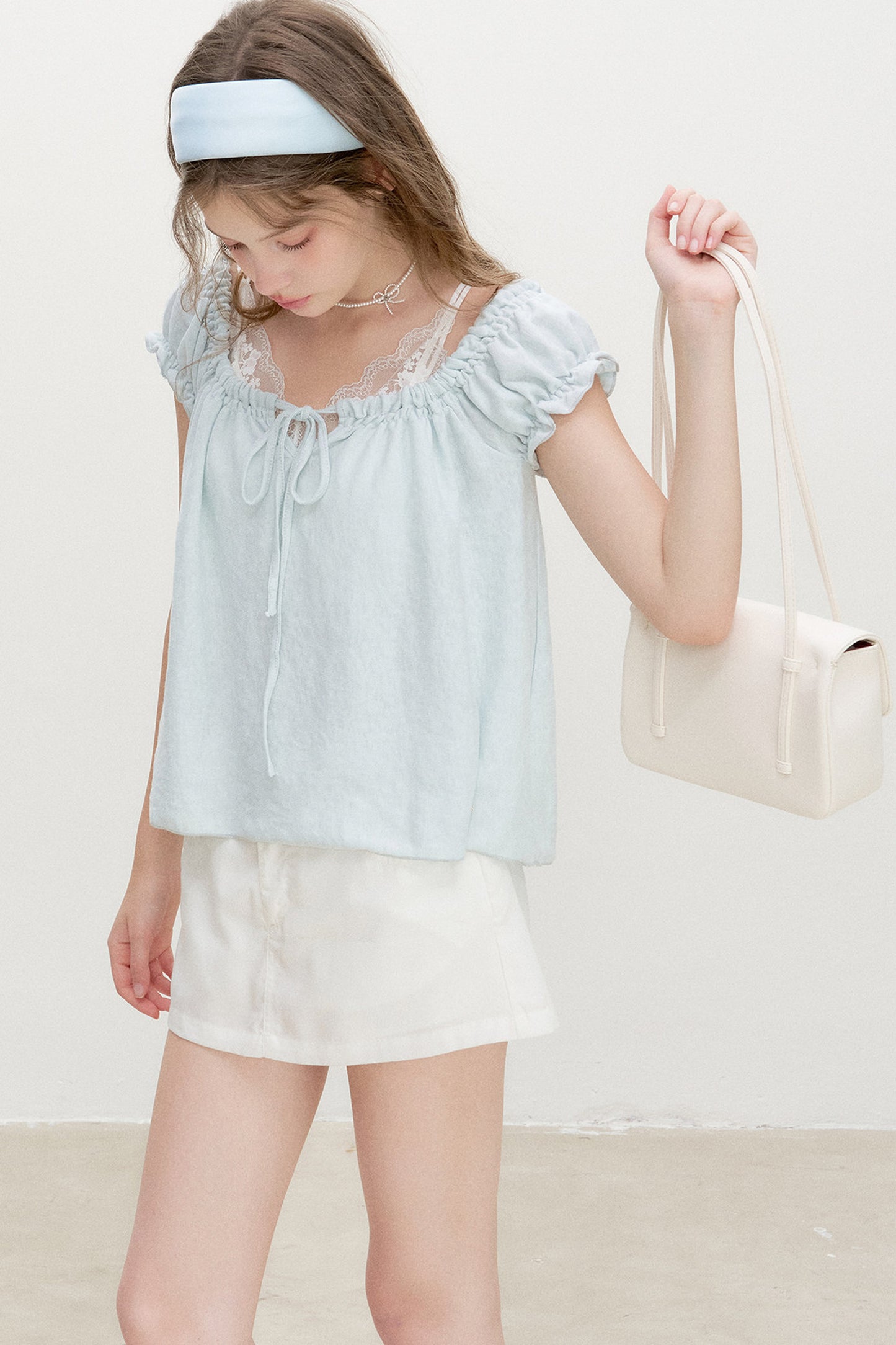 Snowflake Cotton Short-Sleeve Babydoll Top