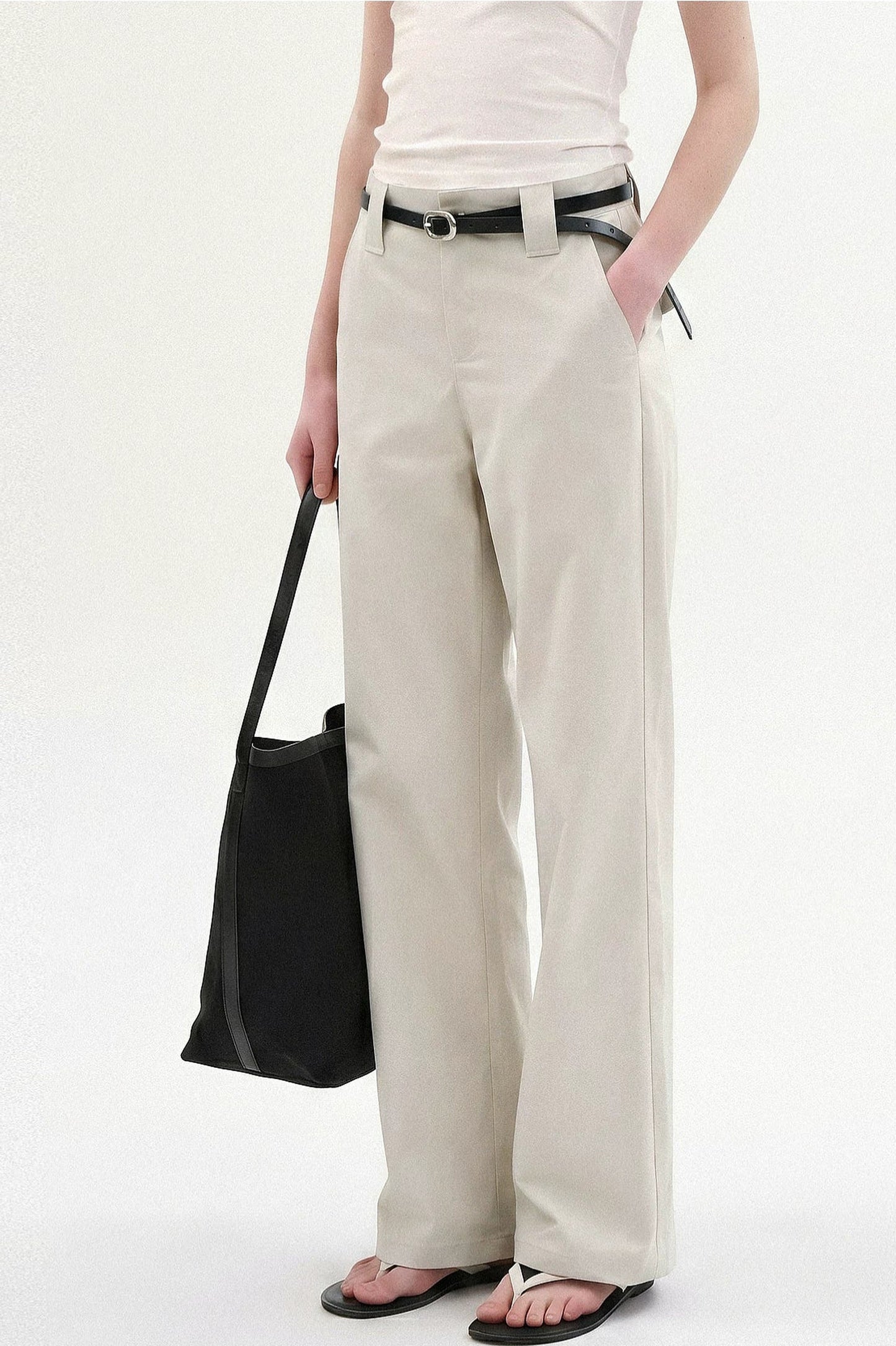 Pantaloni a gamba larga a vita alta
