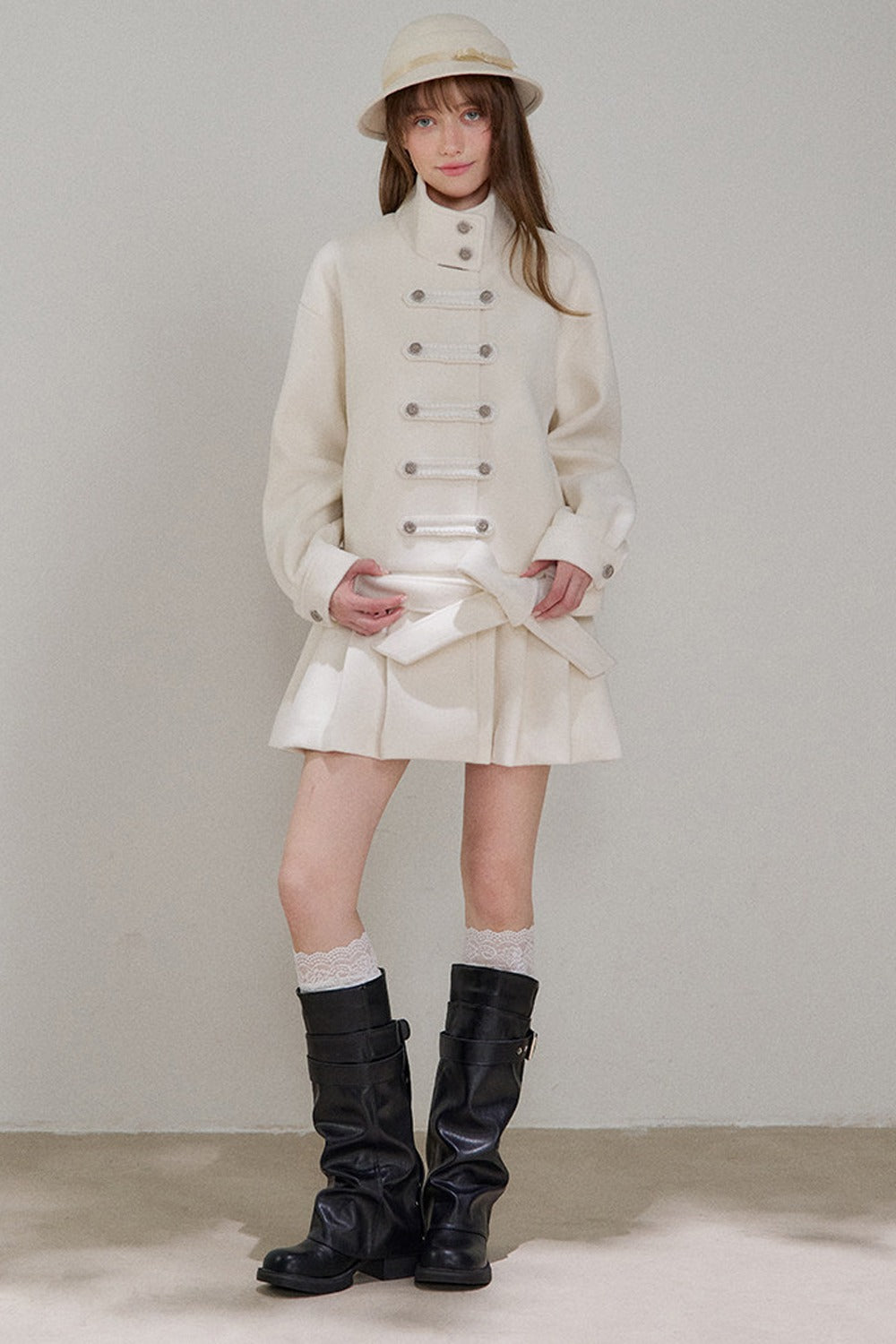Petite Double-Breasted Woolen Coat