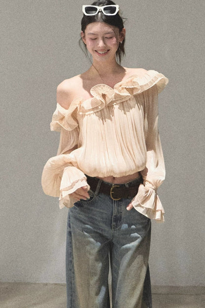 Off-Shoulder Lantern Sleeve Blouse