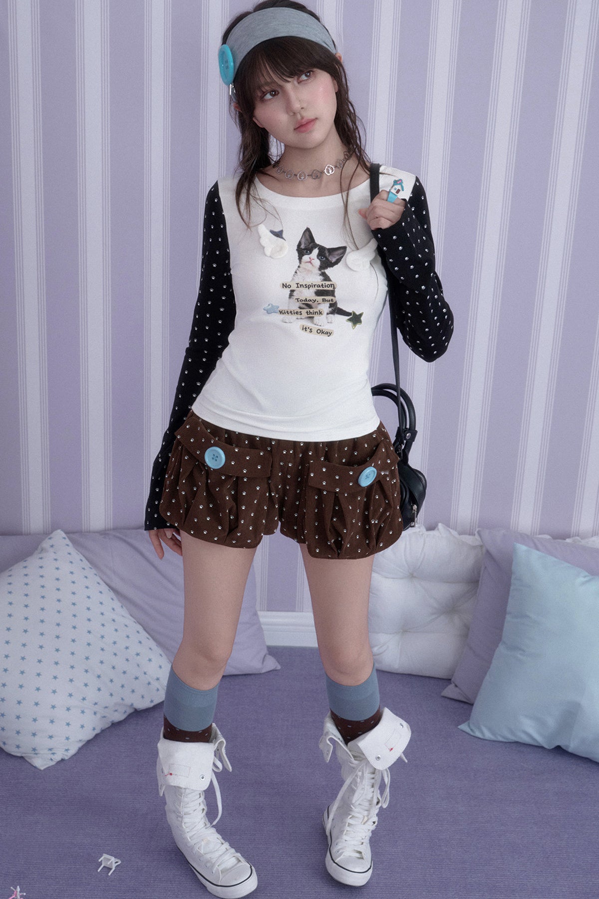 3D Paw Print Corduroy Shorts