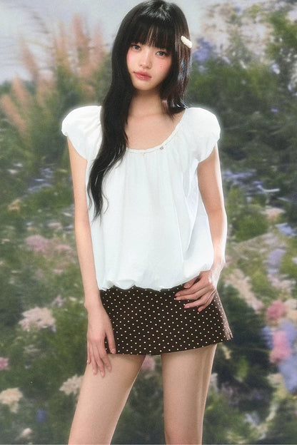 Retro Puff Sleeve Babydoll Blouse