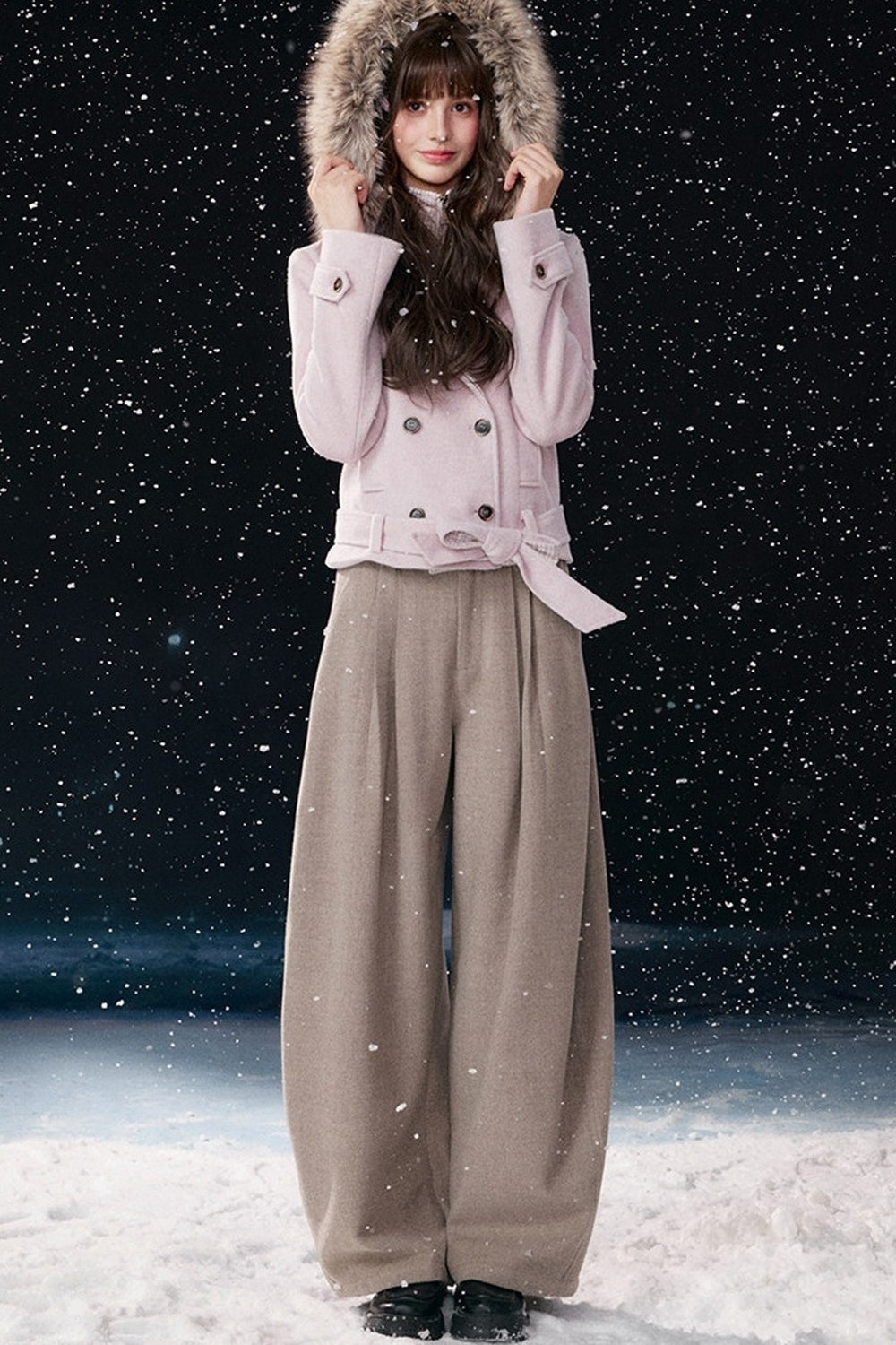 High-Waisted Petite Wide-Leg Pants