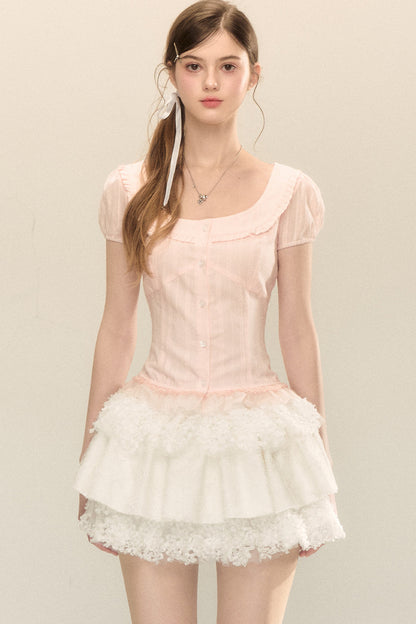 Camicia delicata a maniche corte