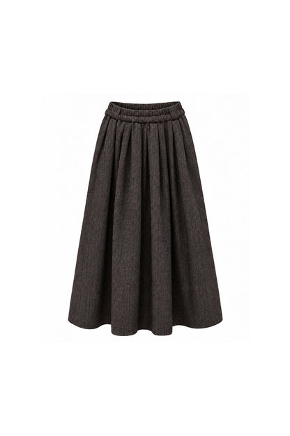 Brown Pleated Skirt and Jacket Set-Up