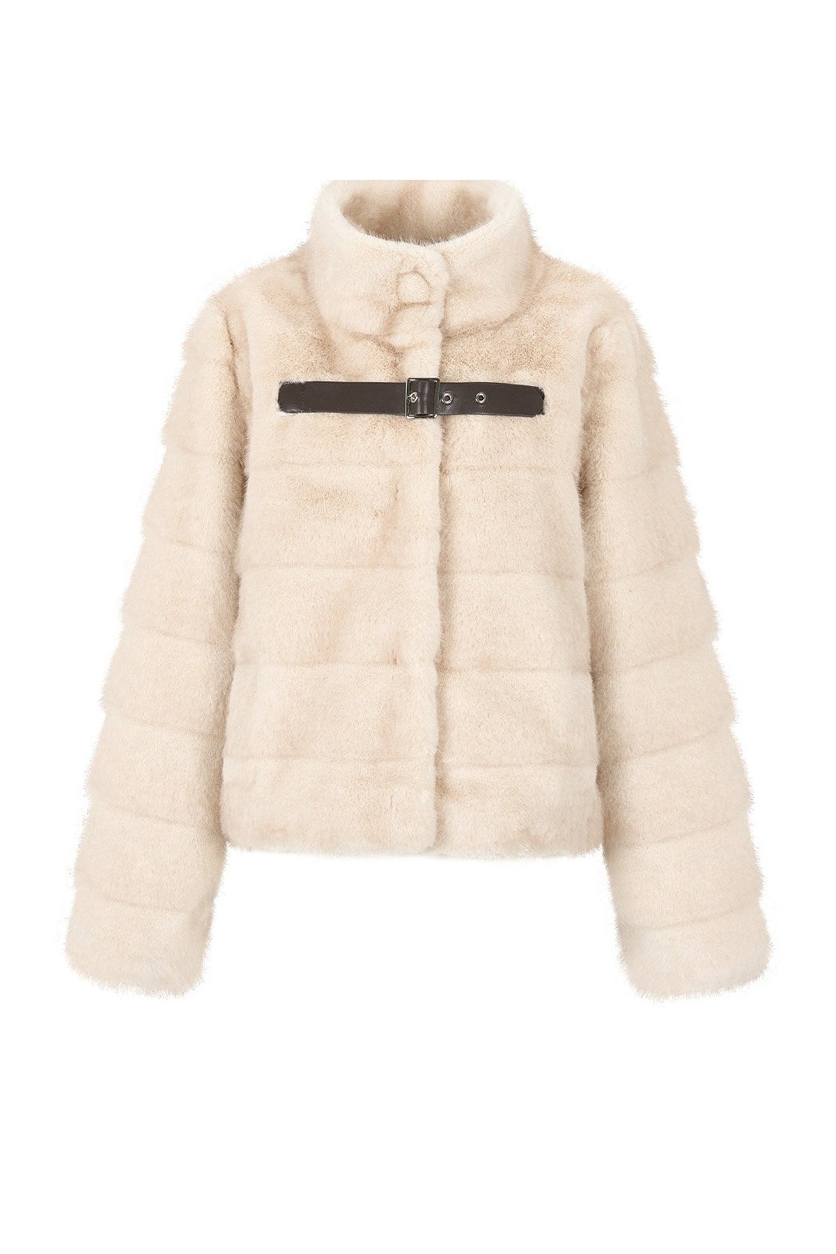Stand Collar Faux Mink Fur Jacket