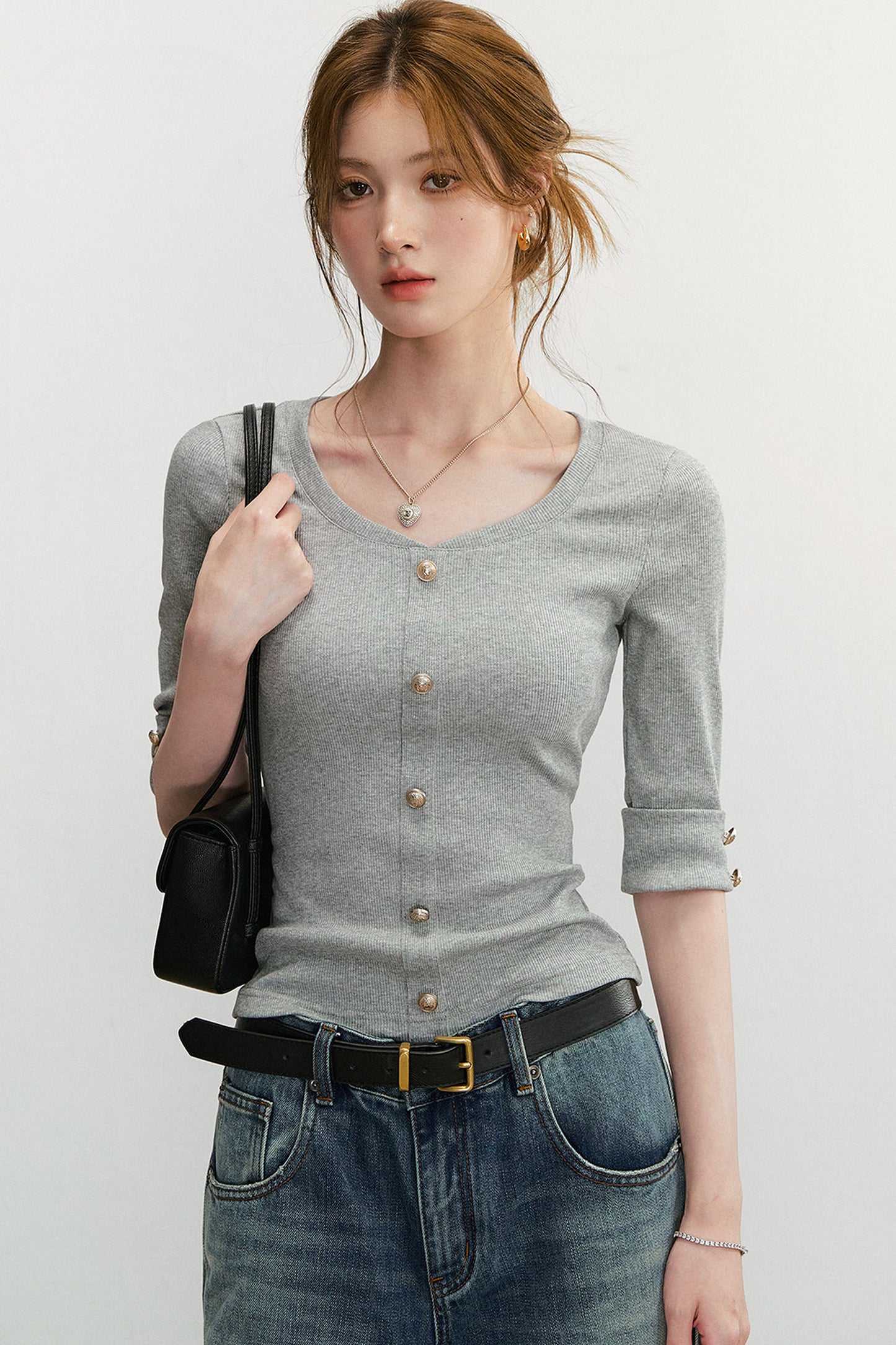 Elegant Knit V-Neck Top