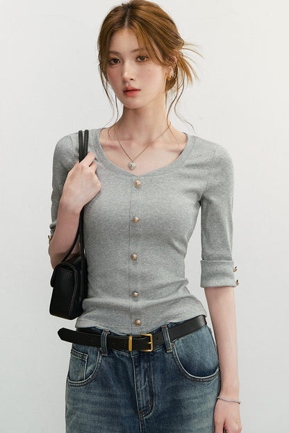 Elegant Knit V-Neck Top