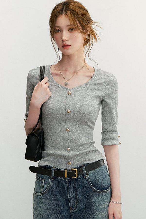 Elegant Knit V-Neck Top