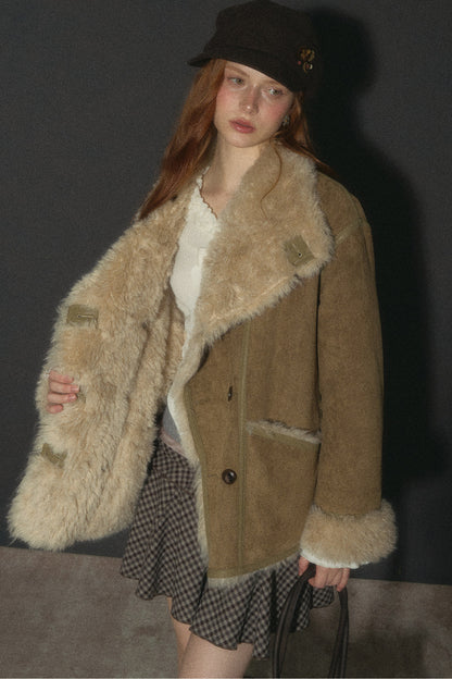 Reversible Faux Suede Fur Jacket
