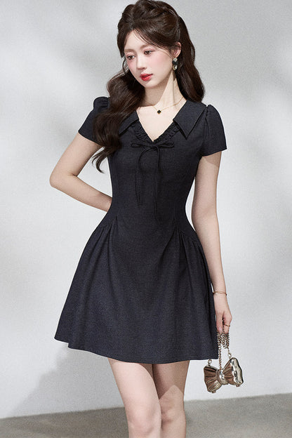 French Collar Bow Dress