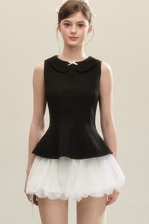 Sleeveless Doll Collar Bow Tank Top
