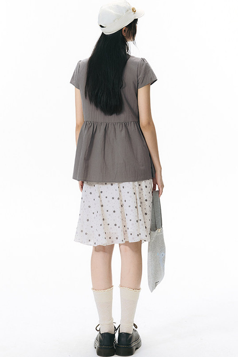 Star Print Layered-Look Short-Sleeve Shirt