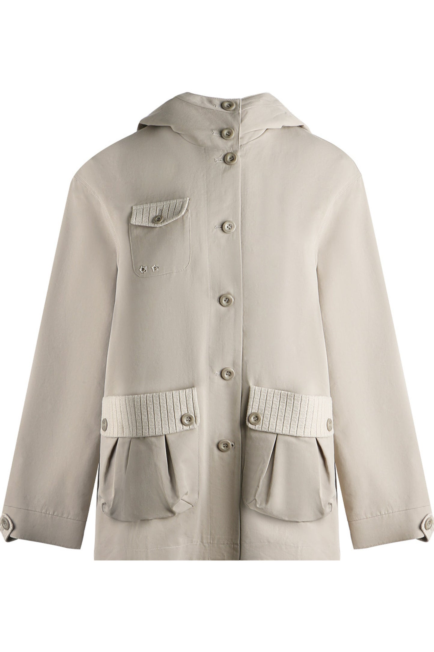 Workwear-Jacke mit Kapuze und Patchwork