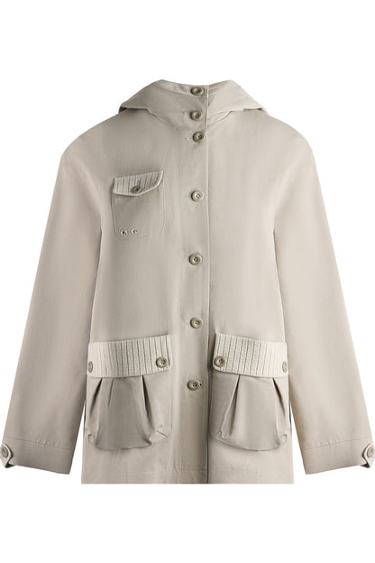 Workwear-Jacke mit Kapuze und Patchwork
