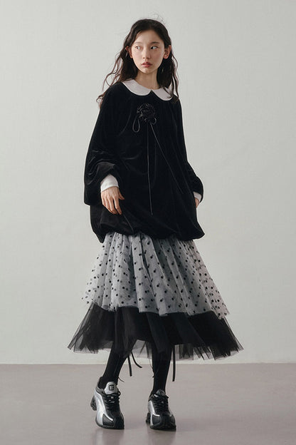 Polka Dot Patchwork Tulle Skirt