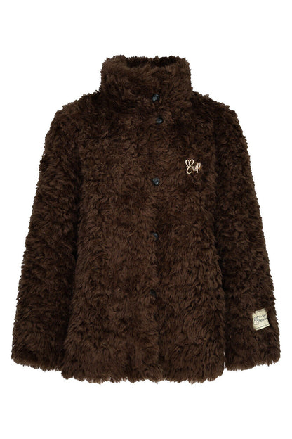 Brown Faux Fur Jacket and Wide-Leg Pants Set-Up
