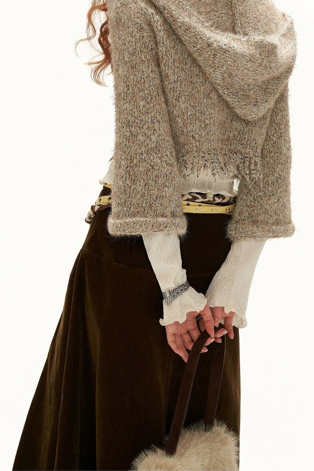 Pull à capuche texturé à nouer