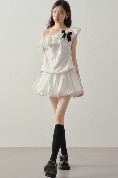 Off-Shoulder Ruffle Bowknot Dress