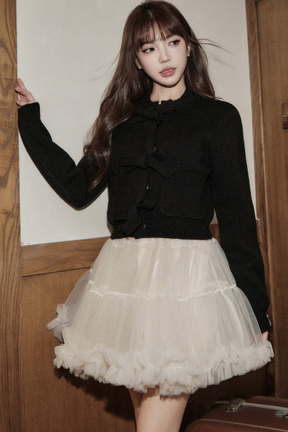 Bow Tie Long-Sleeve Cardigan