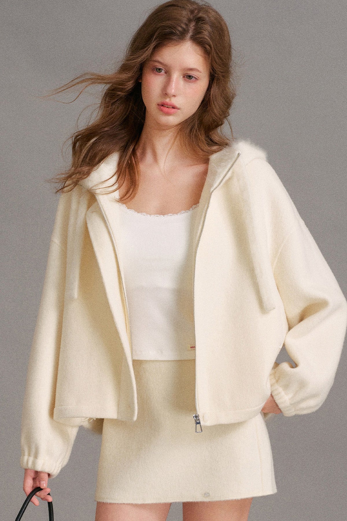 Double-Sided Wool Patchwork Hooded Coat