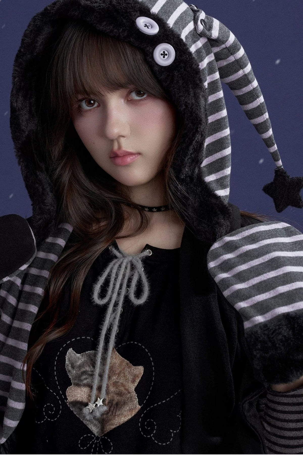 Detachable Horns Clown Scarf Hat And Gloves