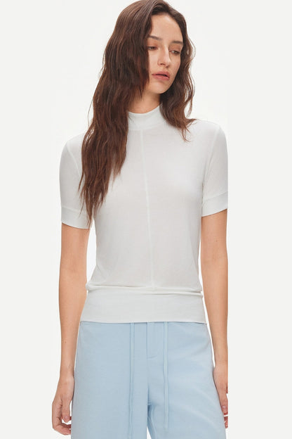Tencel-Modal-Bluse mit halbhohem Kragen