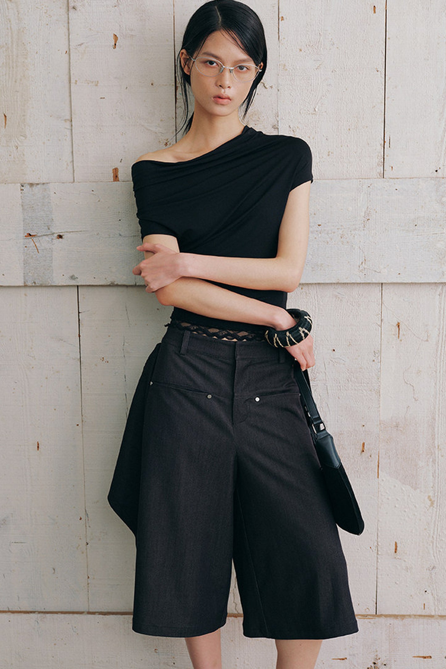 Off-Shoulder Embroidered Lace Knit Top