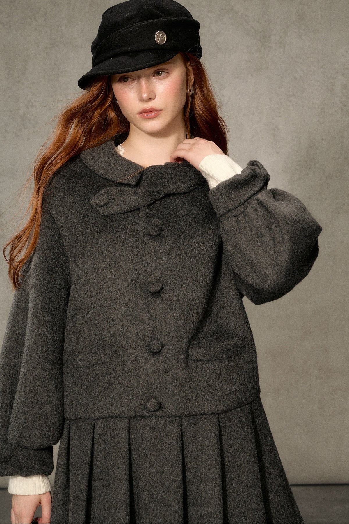 White Tea Letterhead Wool Blend Coat