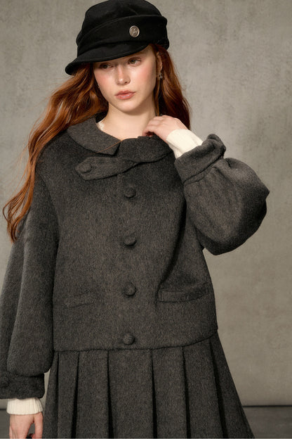 White Tea Letterhead Wool Blend Coat