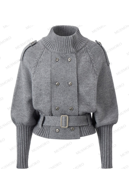 Capejacke mit vertikalem Rippstrick und Fledermausärmeln