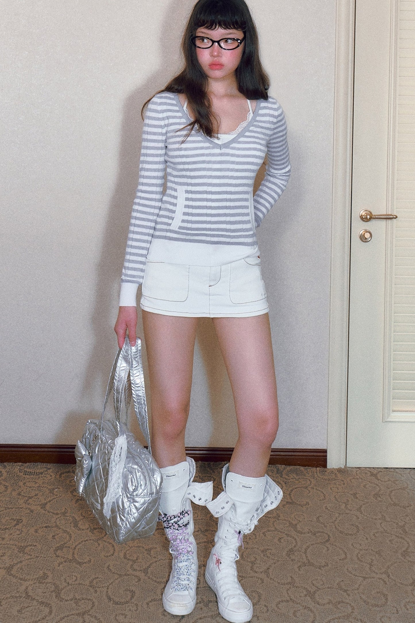 Striped Knit Top and Shorts Set